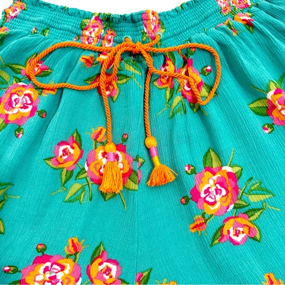 Matilda Jane Size XS Blue Multicolor Floral Tie Waist Long Walk Shorts - Picture 6 of 14